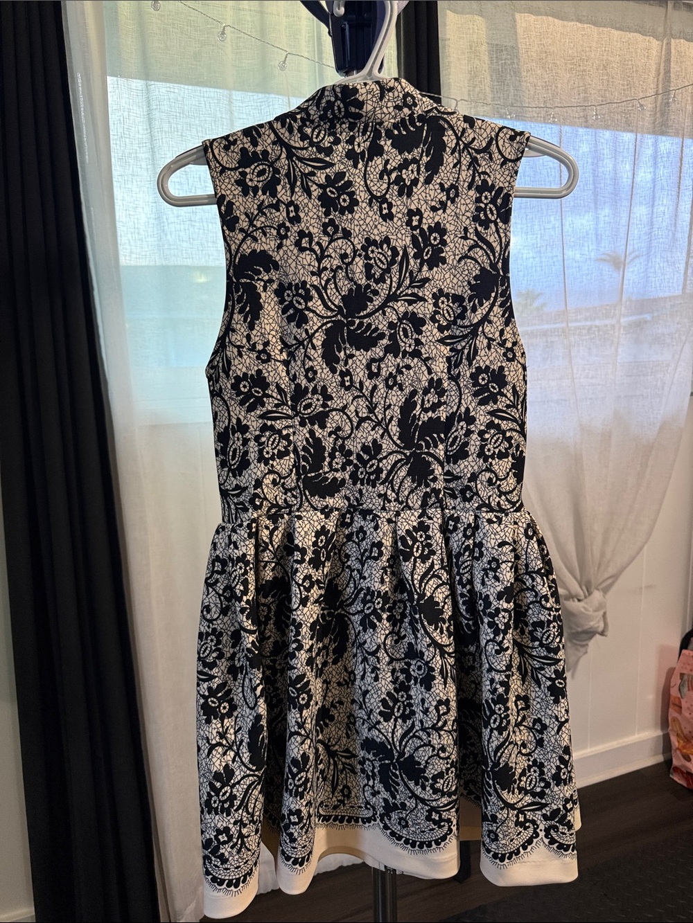 Forever 21 Black and White Floral Lace Fit-and-Flare Dress